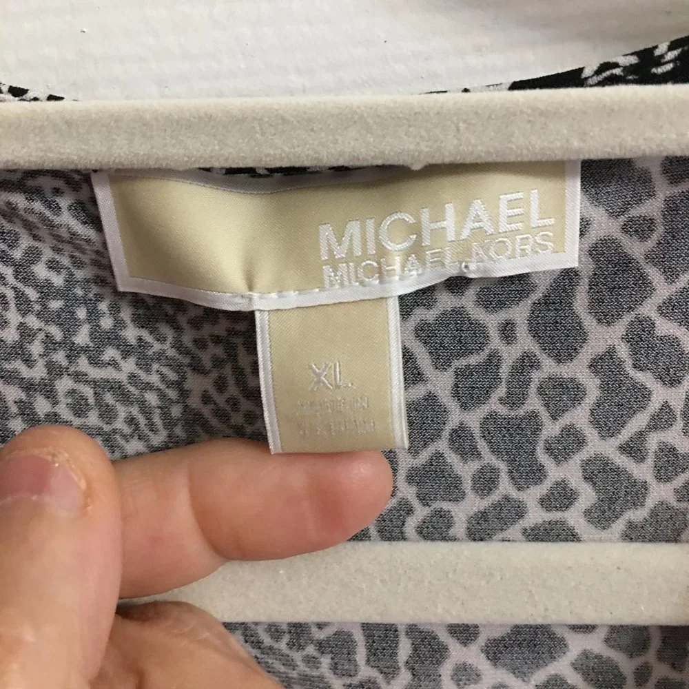 Michael Kors Polyester Black Animal Print Tank Top -  Large  Top1